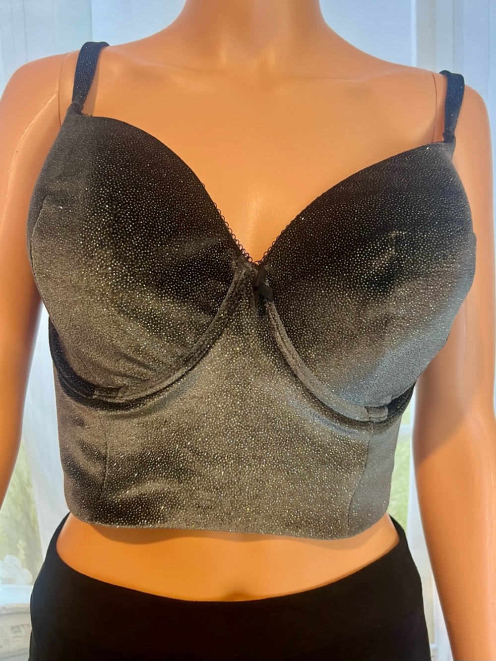 Victoria's Secret Black Longline Bralette with Pink Trim